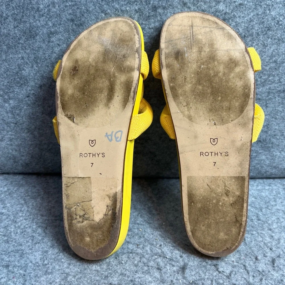 Rothys The Knot Slide Marigold Yellow Braided Strap Sandals Womens Size 7